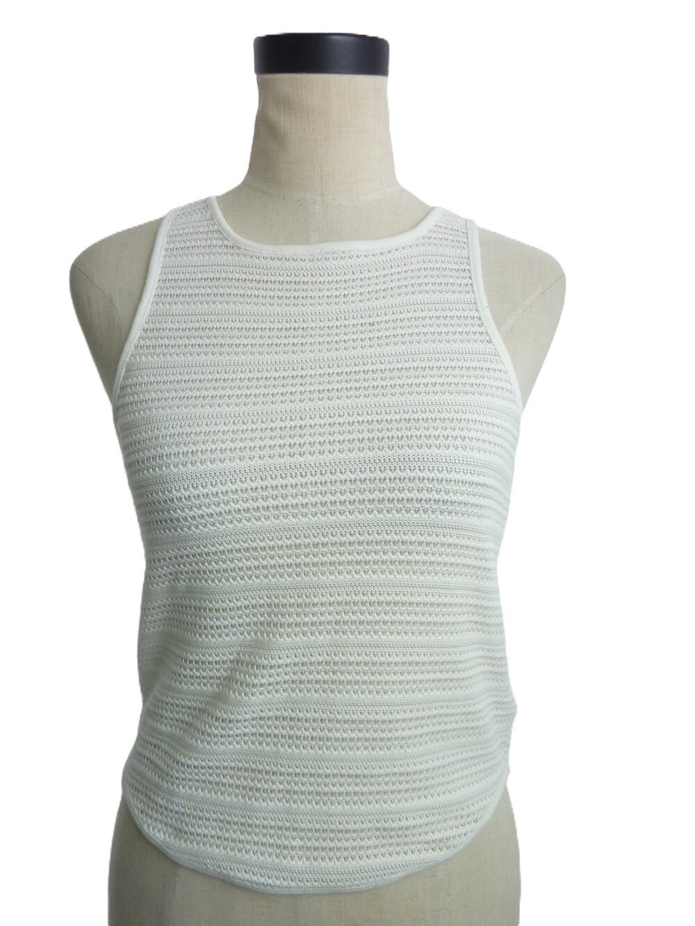NWT Madewell Crochet-Knit Cutaway Tank in White S Top Racerback Boho